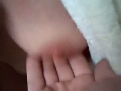 Squeezing the pierced mangos of my passionate older wife before that babe masturbates